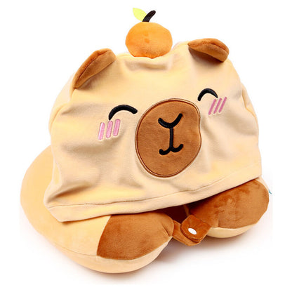 Oreiller de voyage à capuche Duke le Capybara Hoodeazzz