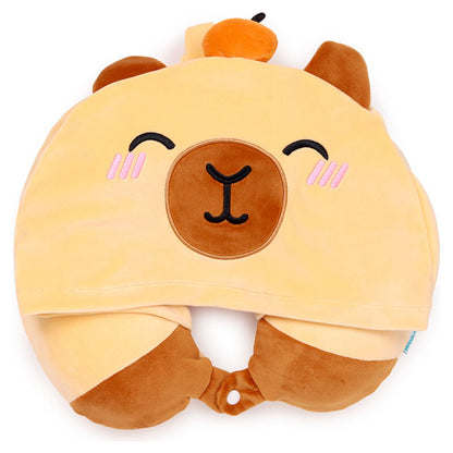 Oreiller de voyage à capuche Duke le Capybara Hoodeazzz
