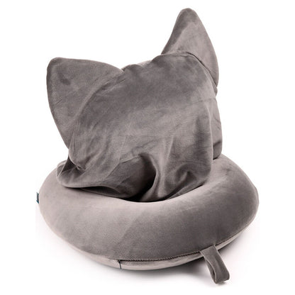 Hoodeazzz Cats Beans & Co Hooded Travel Pillow