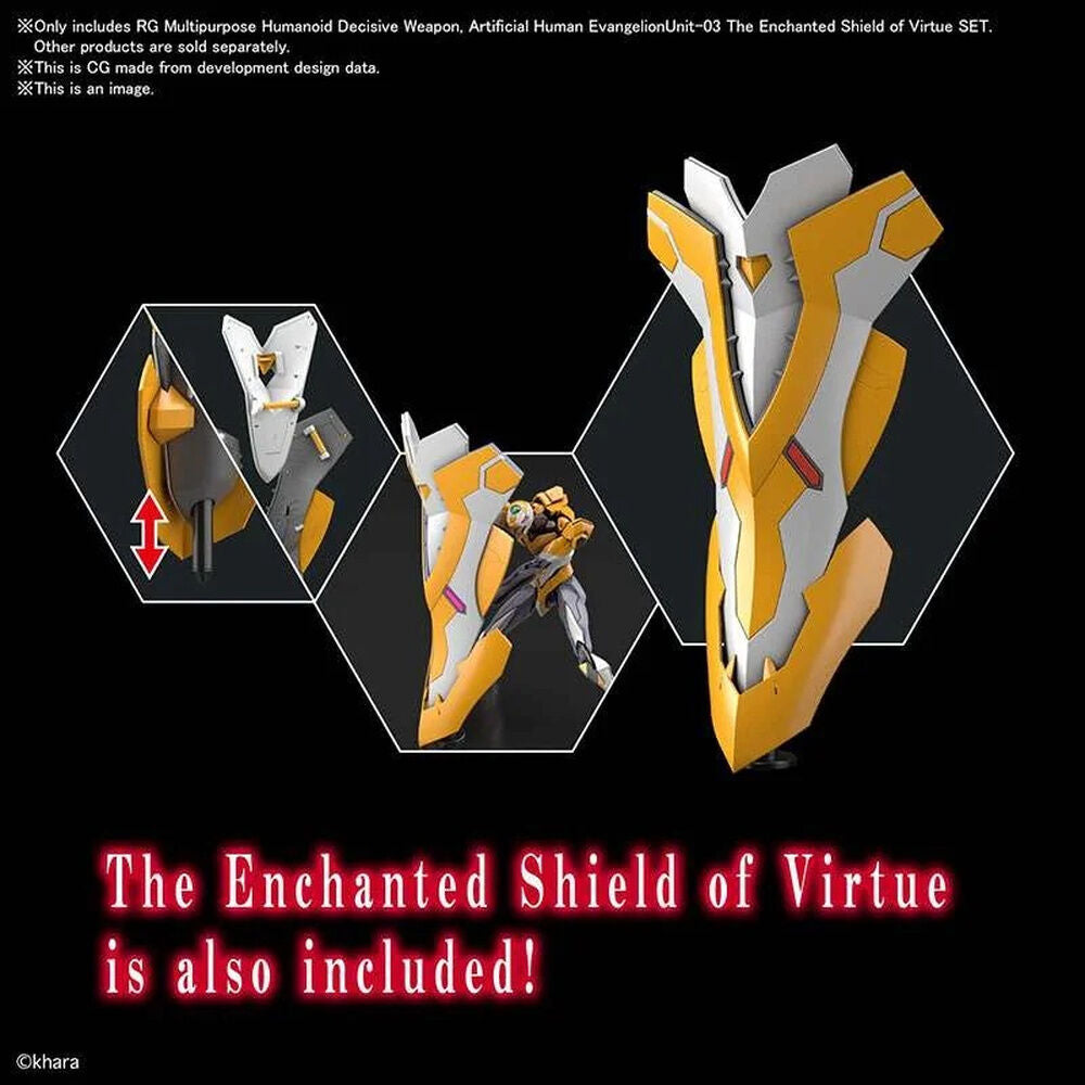 RG Unidade de Arma Decisiva Humanoide Multiuso 03 O Escudo Encantado da Virtude Mobile Suit Evangelion Kit de Modelo