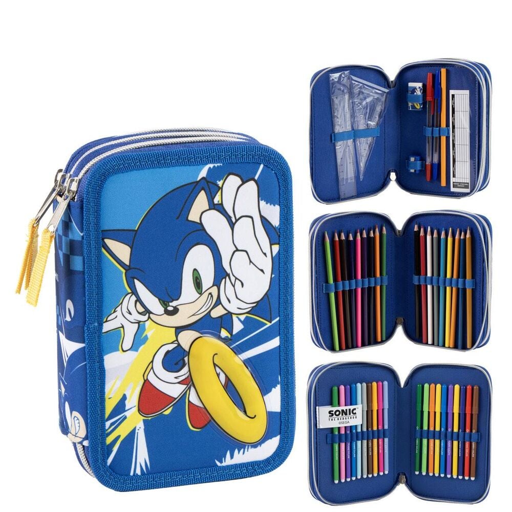 Sonic the Hedgehog triple pencil case