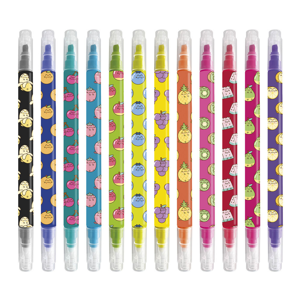 set of 12 erasable fruits pusheen markers