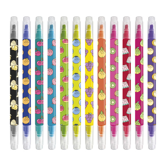 set of 12 erasable fruits pusheen markers