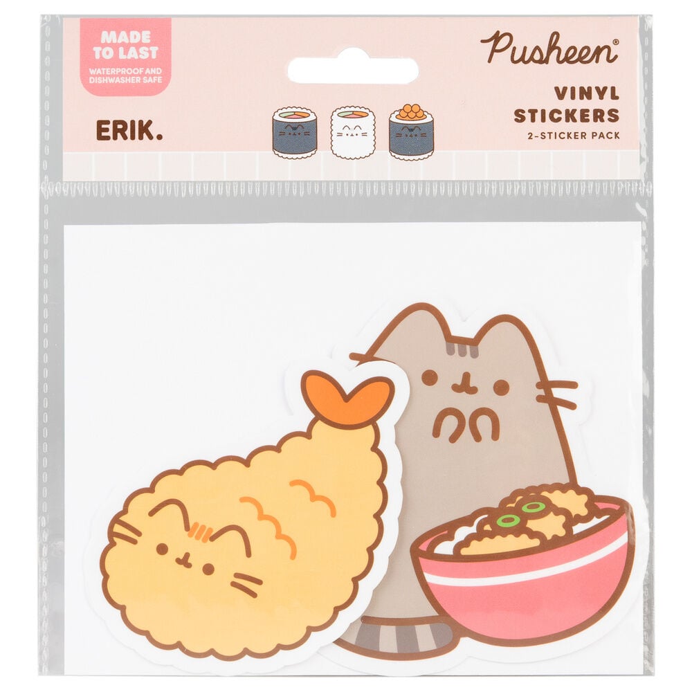 Set of 2 Sushi Roll Pusheen vinyl stickers