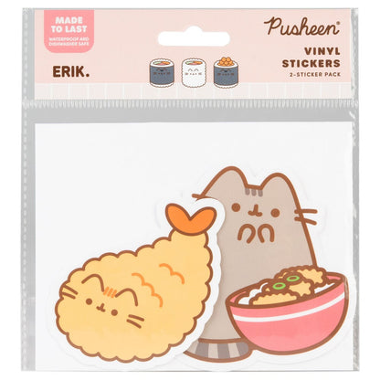 Set of 2 Sushi Roll Pusheen vinyl stickers