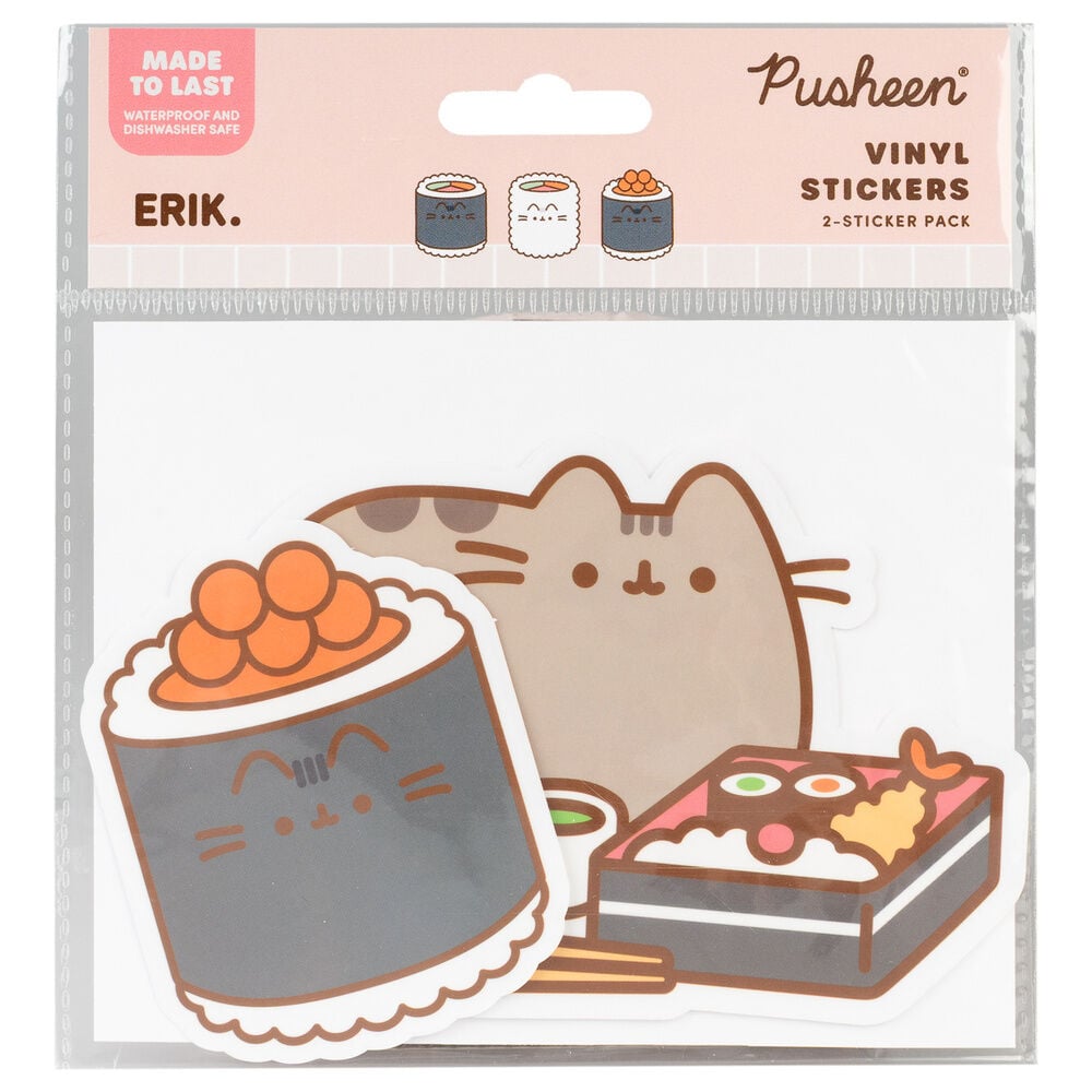 Set of 2 Sushi Roll Pusheen vinyl stickers