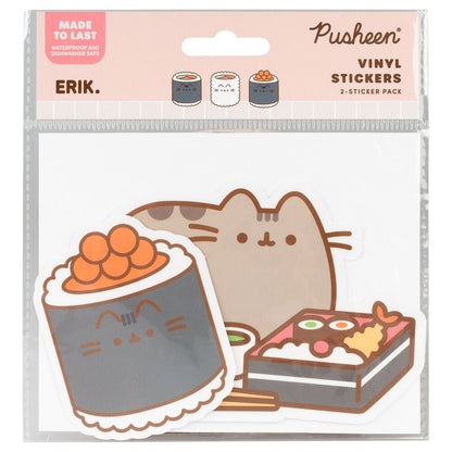 Set of 2 Sushi Roll Pusheen vinyl stickers