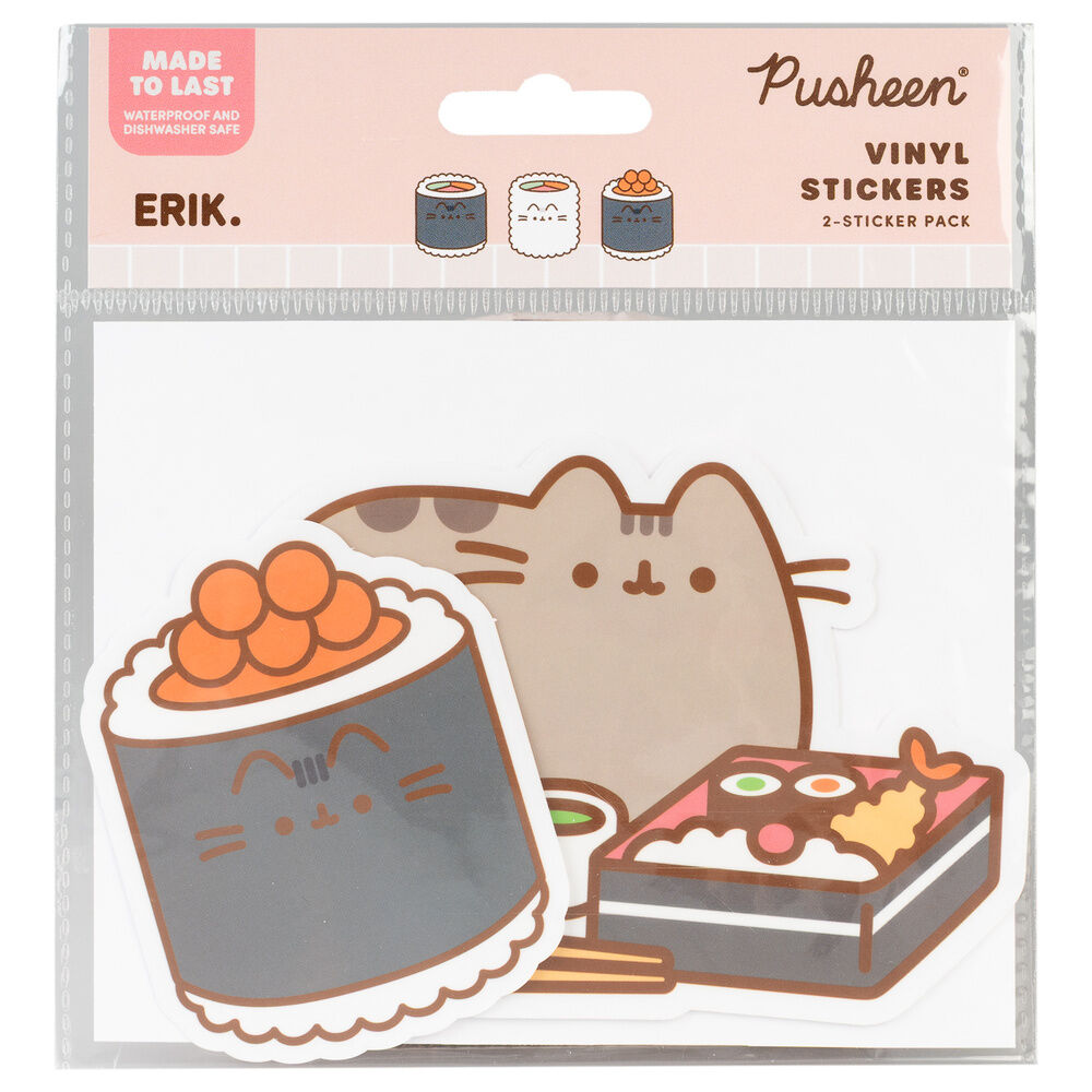 Set of 2 Sushi Roll Pusheen vinyl stickers