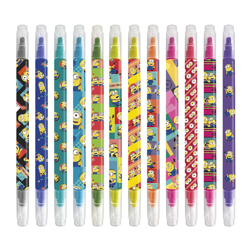 set of 12 minions erasable markers