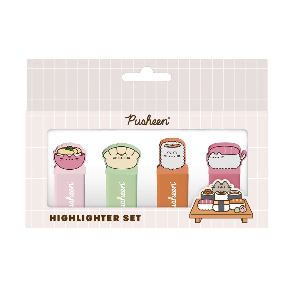 Set di 4 evidenziatori a forma di Pusheen per sushi roll