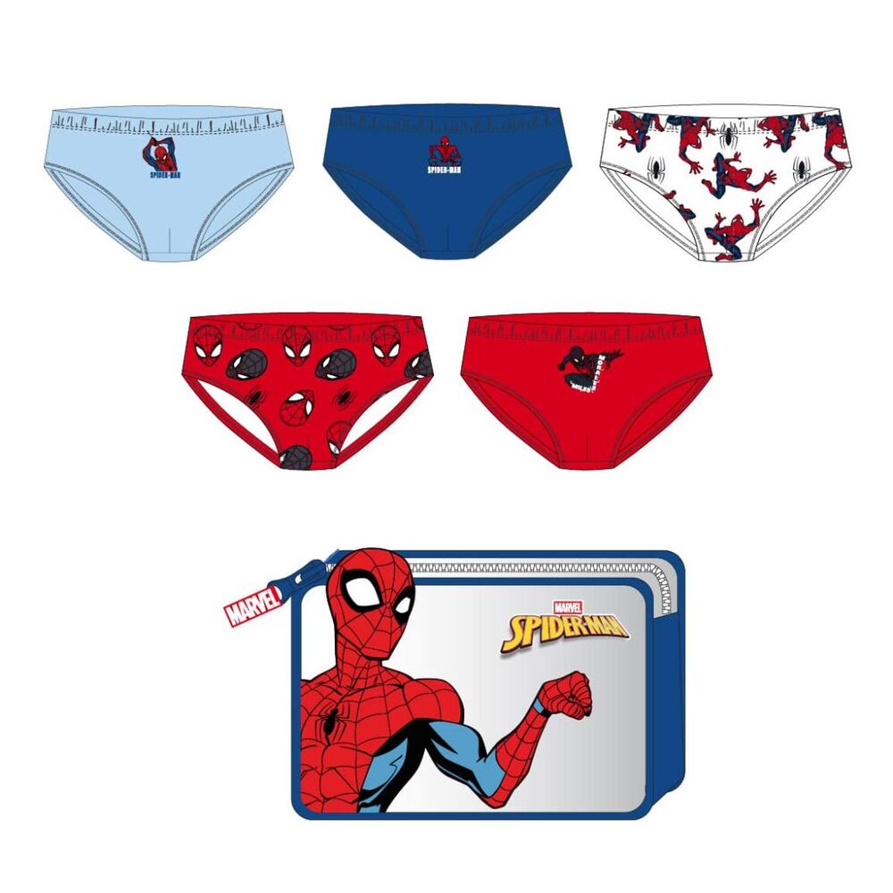 spiderman marvel toiletry bag set with 5 assorted underwear