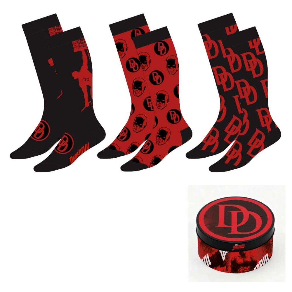 set of 3 pairs of daredevil marvel adult socks  assorted