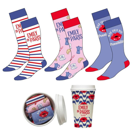 set of 3 pairs of emily in paris adult socks  assorted