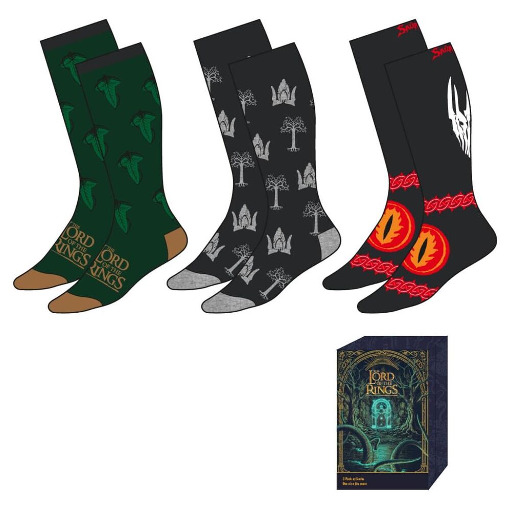 set of 3 pairs of hobbit lord of the rings adult socks  assorted