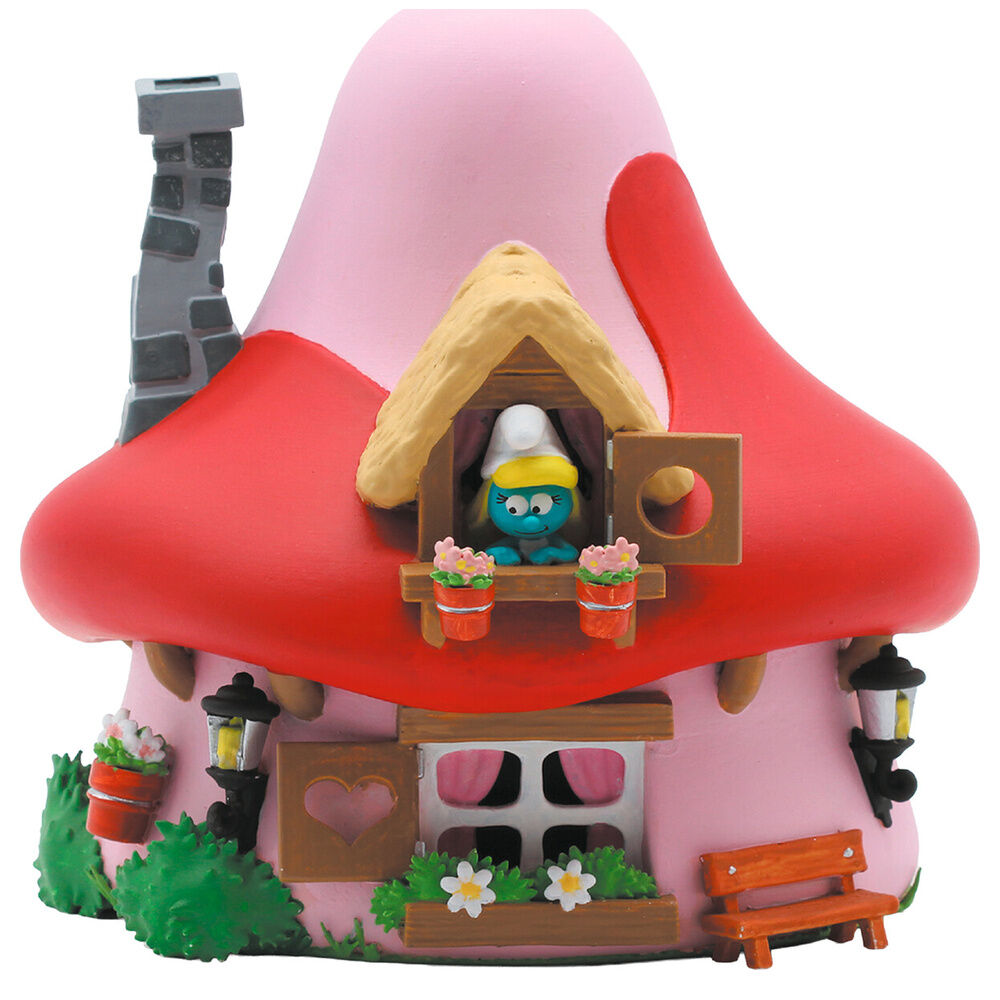 smurfette mushroom house piggy bank figurine the smurfs 15cm