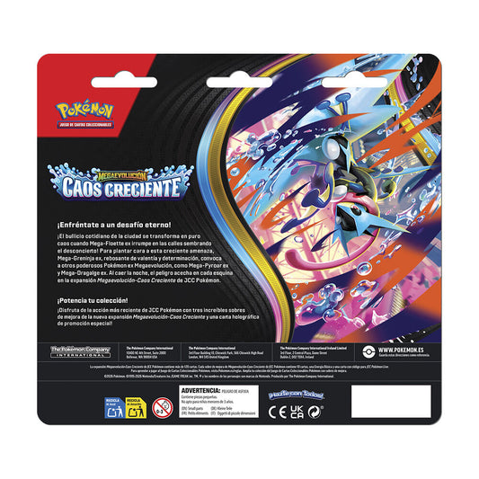 Blister com 3 cartas Pokémon Crescent Chaos Mega Evolution (Espanhol)