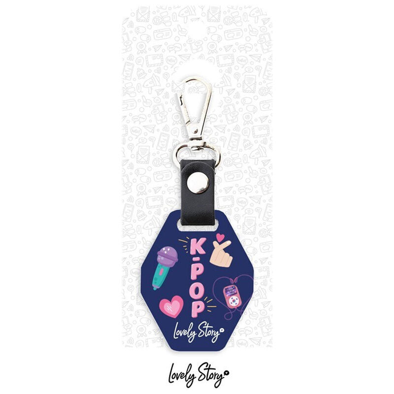 dark blue k pop keychain
