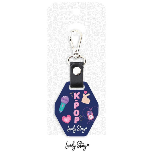 dark blue k pop keychain