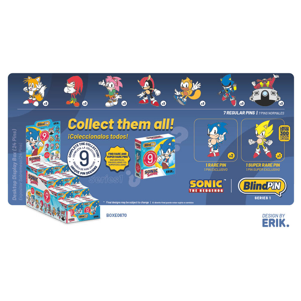 mystery collectible sonic the hedgehog pin: blindpin