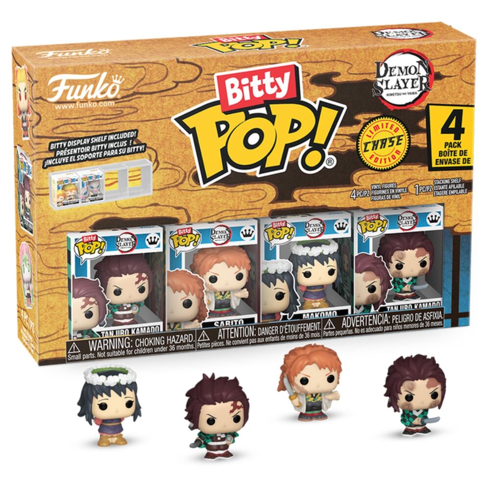 blister of 4 bitty pop demon slayer tanjiro figures