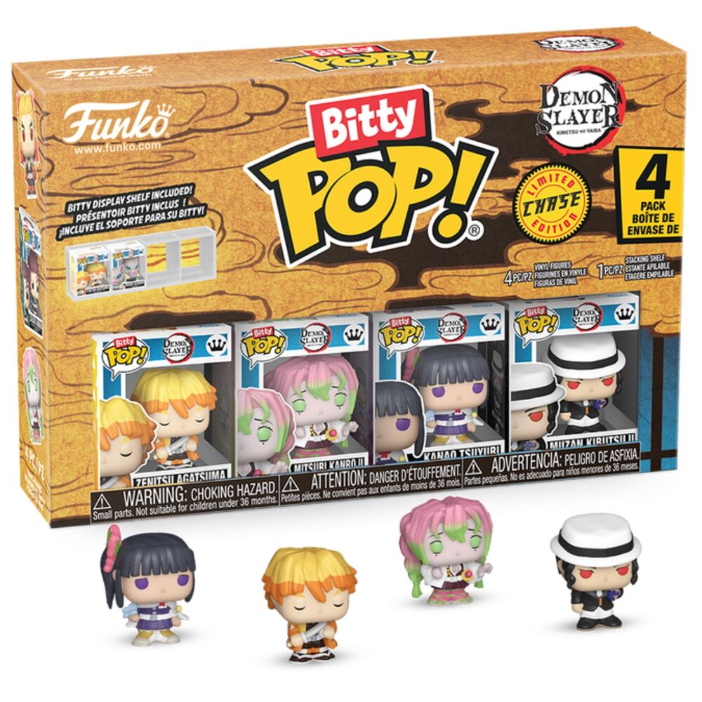 blister of 4 bitty pop demon slayer zenitsu figures