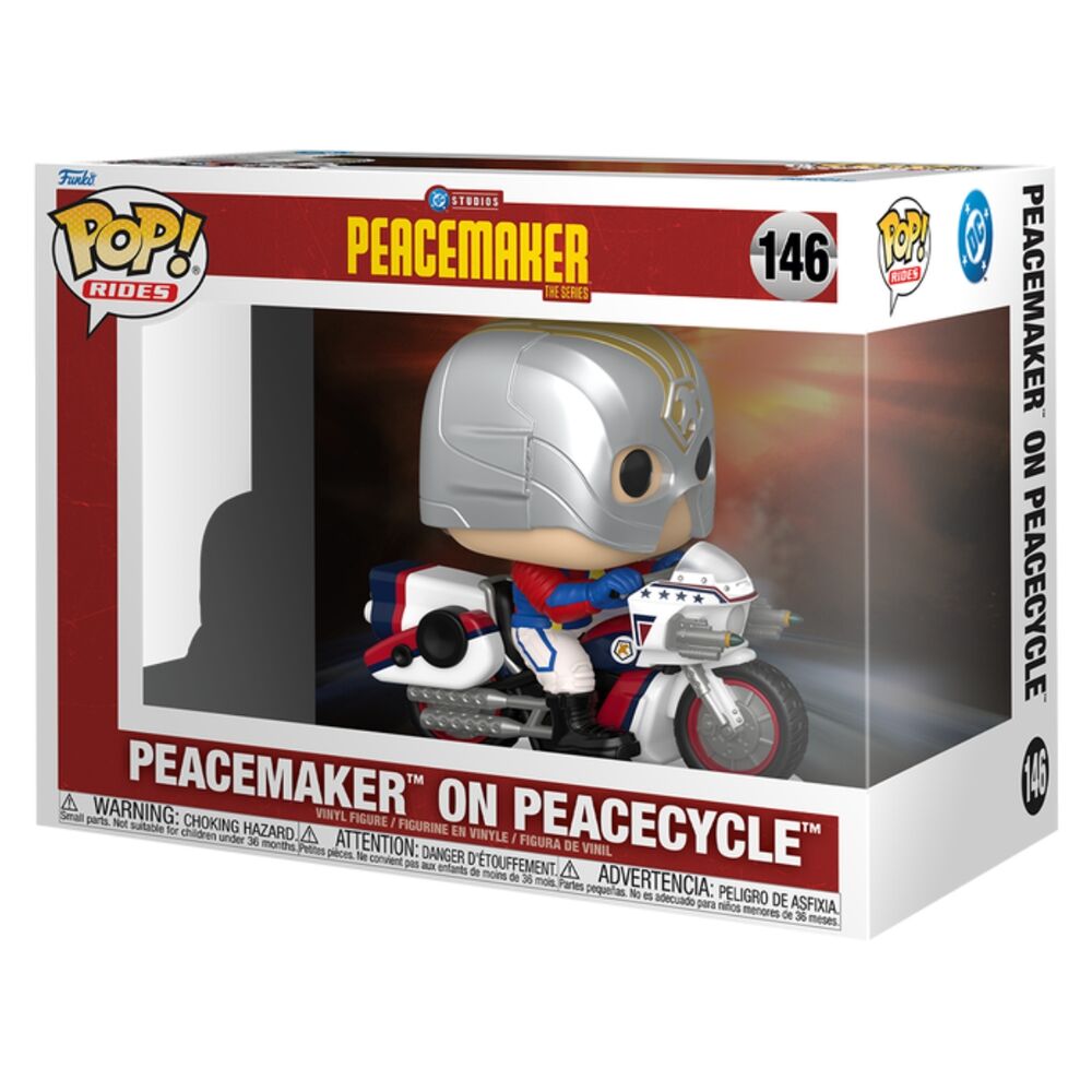 pop figure rides peacemaker  peacemaker on peacecycle