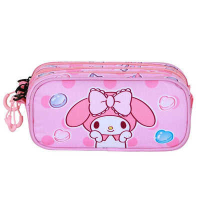 my melody hello kitty triple pencil case