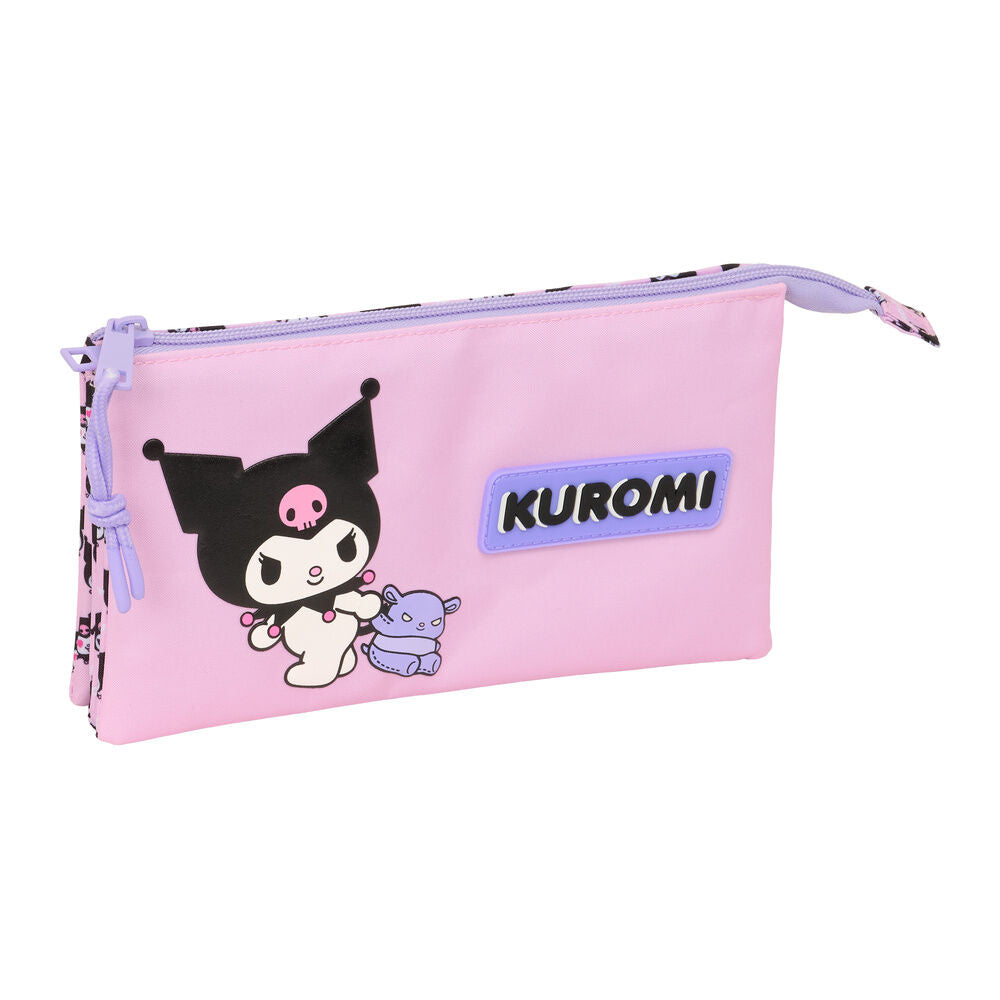 Kuromi Hello Kitty triple pencil case