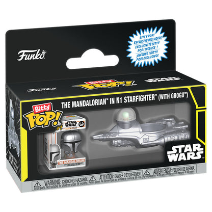 bitty pop ride figure star wars the mandalorian in n1 starfighter with grogu