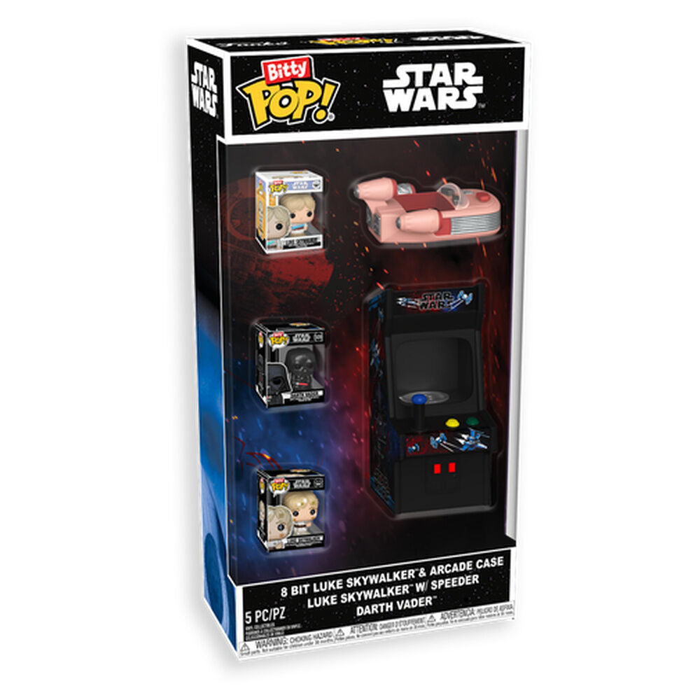 bitty pop star wars 8 bit luke skywalker figure & arcade case