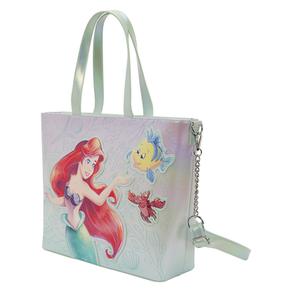 Borsa Loungefly Disney con Ariel Flounder e Sebastian de La Sirenetta e portamonete