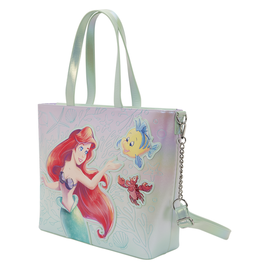 Borsa Loungefly Disney con Ariel Flounder e Sebastian de La Sirenetta e portamonete