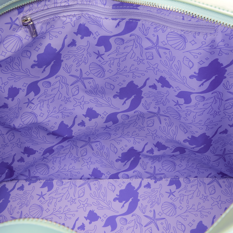 Borsa Loungefly Disney con Ariel Flounder e Sebastian de La Sirenetta e portamonete