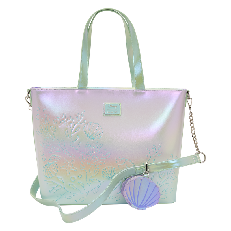 Borsa Loungefly Disney con Ariel Flounder e Sebastian de La Sirenetta e portamonete