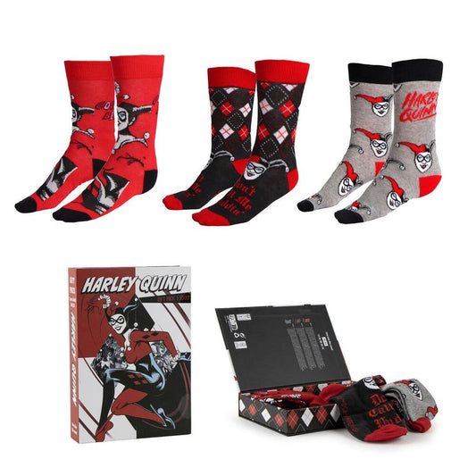 Set of 3 Harley Quinn DC Comics adult socks