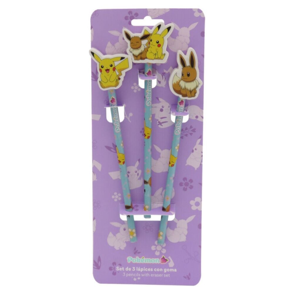 Zestaw 3 ołówków Pokemon Flowers