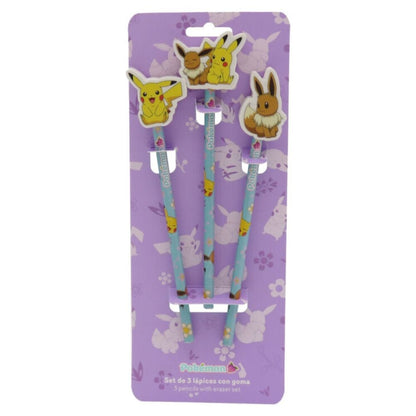 Zestaw 3 ołówków Pokemon Flowers