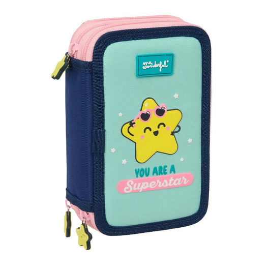 Mr. Wonderful Star Triple Pencil Case, 37 pieces