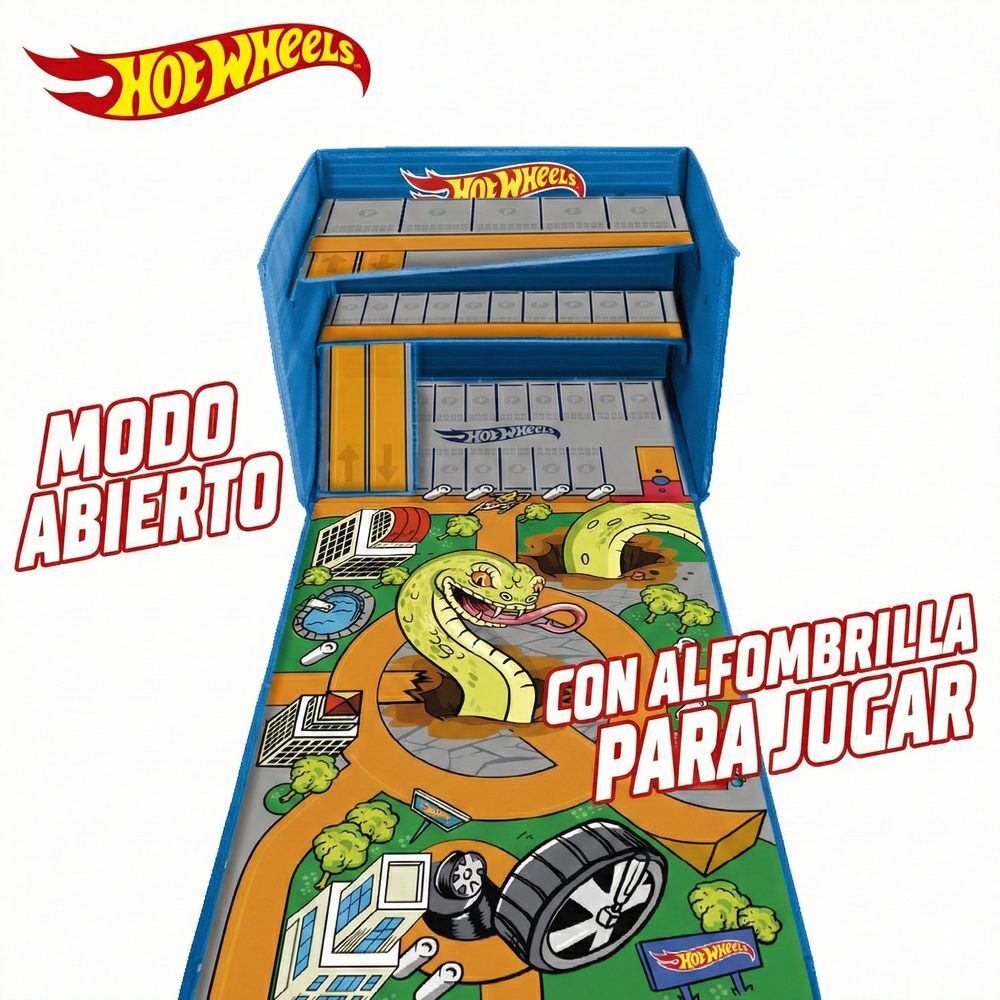 Hot Wheels car organizer box with track and play area