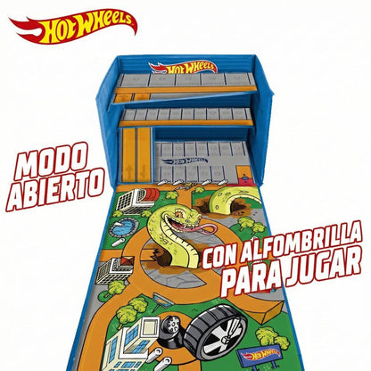 Hot Wheels car organizer box with track and play area