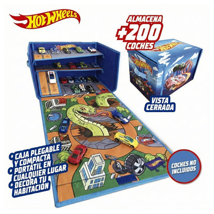 Hot Wheels car organizer box with track and play area