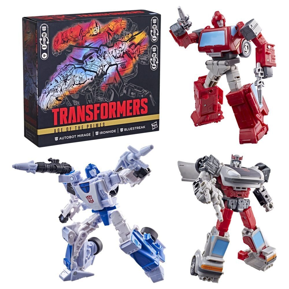 Set 3 figures Atobot Mirage & Ironhide & Bluestreak Age of the Primes Transformers 13-15cm