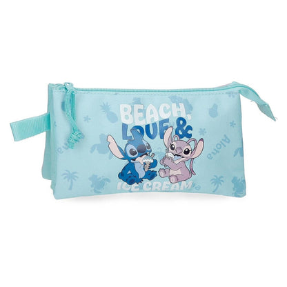 Beach & Love Stitch Disney triple pencil case