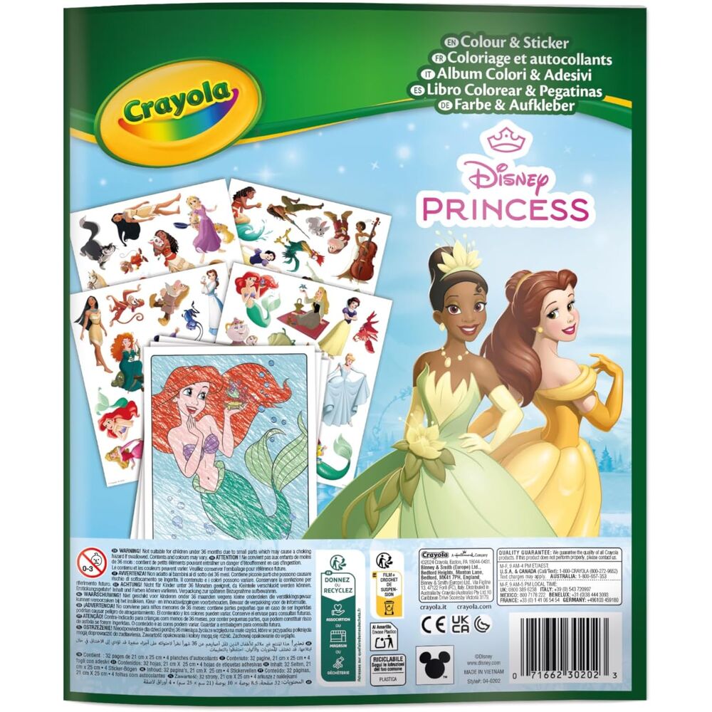 Crayola Disney Princess Coloring Book Stickers Set