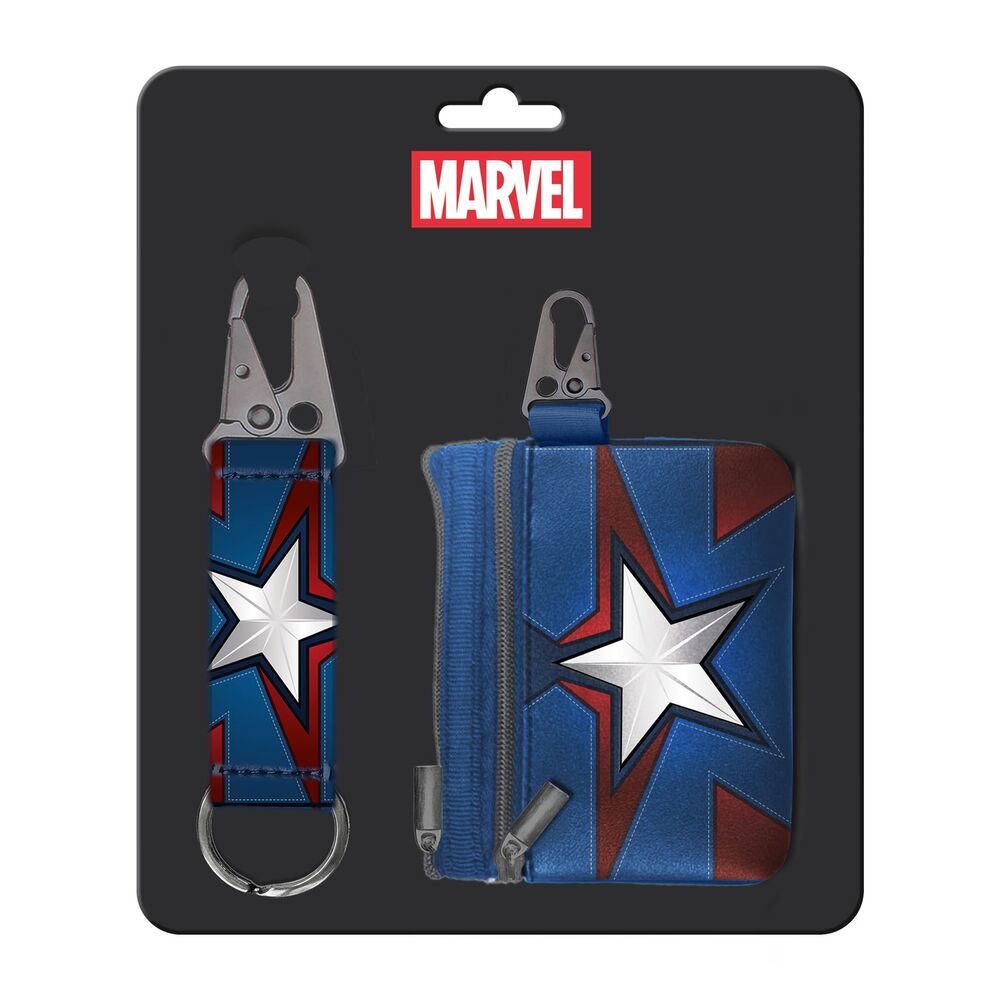 Marvel Captain America Coin Purse Keychain Set