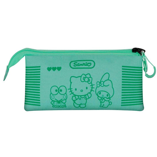 Estojo triplo para lápis inspirado no videogame Hello Kitty e seus amigos