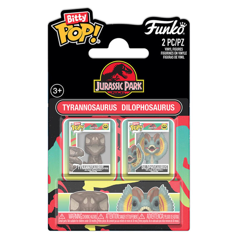 Blister 2 figures Bitty POP Jurassic Park Tyrannosaurus Fossil & Dilophosaurus