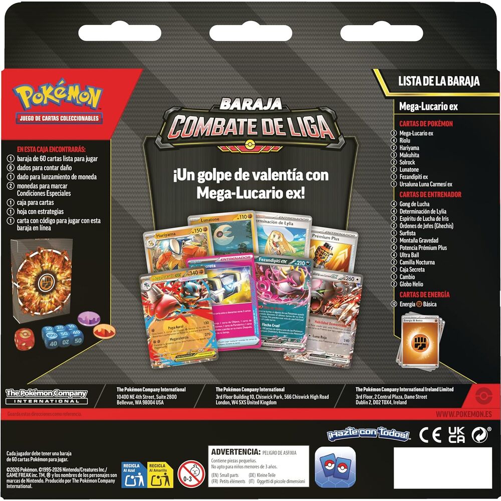 Mega-Lucario ex League Battle cards deck from the Pokemon TCG (Spanish)