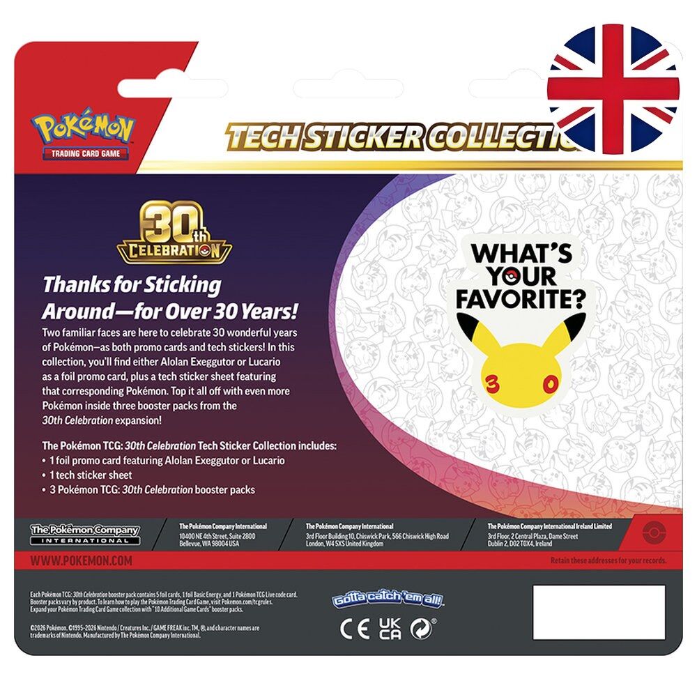 Pokemon Tech Sticker 30th Anniversary Trading Card Game (English, Assorted)