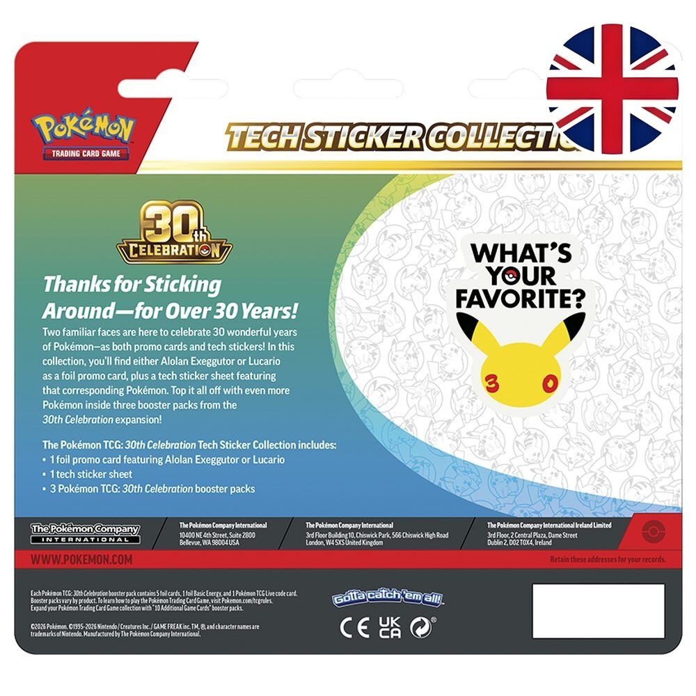 Pokemon Tech Sticker 30th Anniversary Trading Card Game (English, Assorted)